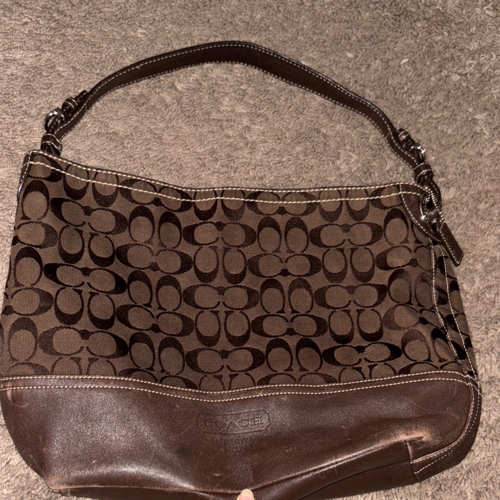 Coach Dark Brown Signature Shoulder Bag